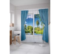 Штора (занавеска) для ванной JoyArty "Окно на реке" из сатена, 180х200 см с крючками, sc_11848
