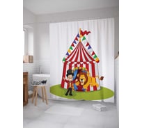 Штора (занавеска) для ванной JoyArty "Харизматичный дрессировщик" из сатена, 180х200 см с крючками, sc_12759