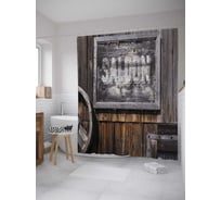 Штора (занавеска) для ванной JoyArty "Вывеска над дверью" из сатена, 180х200 см с крючками, sc_11938