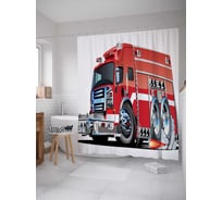 Штора (занавеска) для ванной JoyArty "Блестящий грузовик" из сатена, 180х200 см с крючками, sc_18217