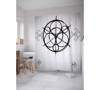 Штора (занавеска) для ванной JoyArty "Кольцевой символ" из сатена, 180х200 см с крючками, sc_18918