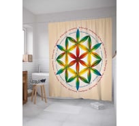 Штора (занавеска) для ванной JoyArty "Цветочная решетка" из сатена, 180х200 см с крючками, sc_18913