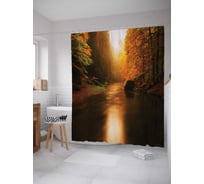 Штора (занавеска) для ванной JoyArty "Блестящее болото" из сатена, 180х200 см с крючками, sc_16187