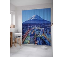 Штора (занавеска) для ванной JoyArty "Фудзияма из Токио" из сатена, 180х200 см с крючками, sc_11783