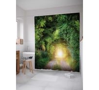 Штора (занавеска) для ванной JoyArty "Дорога под лесом" из сатена, 180х200 см с крючками, sc_18198