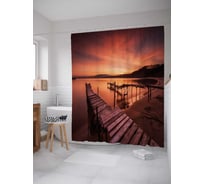 Штора (занавеска) для ванной JoyArty "Морские мостики" из сатена, 180х200 см с крючками, sc_21348