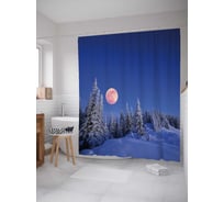 Штора (занавеска) для ванной JoyArty "Лунная зима" из сатена, 180х200 см с крючками, sc_18880