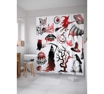 Штора (занавеска) для ванной JoyArty "Счастливого Хэллоуина" из сатена, 180х200 см с крючками, sc_18796