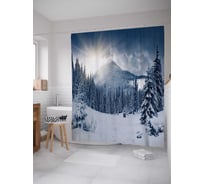 Штора (занавеска) для ванной JoyArty "Хвойные горы" из сатена, 180х200 см с крючками, sc_18887