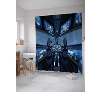 Штора (занавеска) для ванной JoyArty "Кабина звездолета" из сатена, 180х200 см с крючками, sc_21668