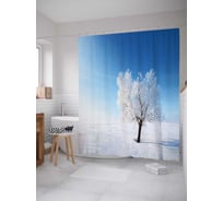 Штора (занавеска) для ванной JoyArty "Морозное дерево" из сатена, 180х200 см с крючками, sc_18897