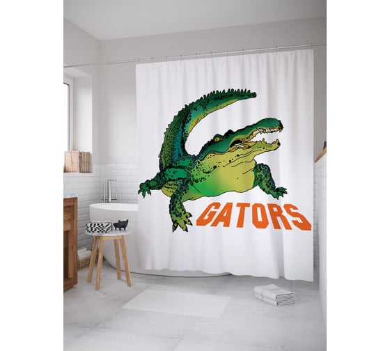 Штора (занавеска) для ванной JoyArty "Аллигаторы" из сатена, 180х200 см с крючками, sc_13394 1