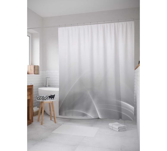 Штора (занавеска) для ванной JoyArty "Спокойные волны" из сатена, 180х200 см с крючками, sc_13583 1