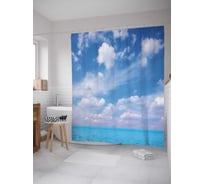 Штора (занавеска) для ванной JoyArty "Безмятежные облака" из сатена, 180х200 см с крючками, sc_17358