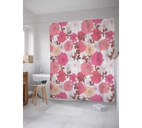 Штора (занавеска) для ванной JoyArty "Цветочное поле" из сатена, 180х200 см с крючками, sc_20475