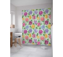 Штора (занавеска) для ванной JoyArty "Цветочный сад" из сатена, 180х200 см с крючками, sc_20483