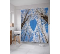 Штора (занавеска) для ванной JoyArty "Зимнее сердце" из сатена, 180х200 см с крючками, sc_18879