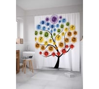 Штора (занавеска) для ванной JoyArty "Энергетическое дерево" из сатена, 180х200 см с крючками, sc_18785