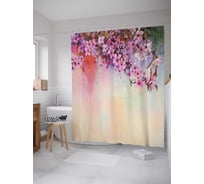 Штора (занавеска) для ванной JoyArty "Дыхание весны" из сатена, 180х200 см с крючками, sc_21154