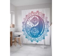 Штора (занавеска) для ванной JoyArty "Цветочный Инь и ян с глазами" из сатена, 180х200 см с крючками, sc_18611