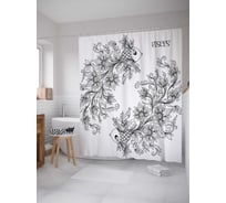 Штора (занавеска) для ванной JoyArty "Травянистые рыбы" из сатена, 180х200 см с крючками, sc_18699