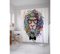 Штора (занавеска) для ванной JoyArty "Стильный лев" из сатена, 180х200 см с крючками, sc_21058