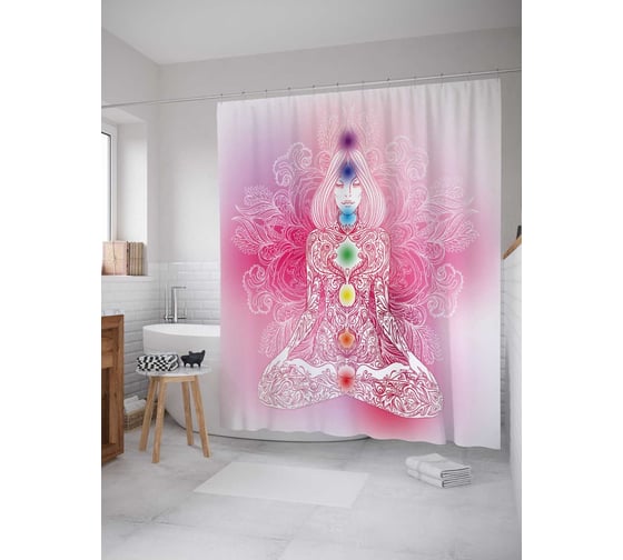 Штора (занавеска) для ванной JoyArty "Энергетическая сила" из сатена, 180х200 см с крючками, sc_18772 1