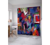 Штора (занавеска) для ванной JoyArty "Геометрическая картина" из сатена, 180х200 см с крючками, sc_21395