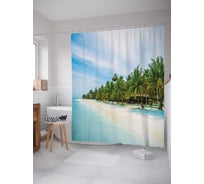 Штора (занавеска) для ванной JoyArty "Ближе к теплу" из сатена, 180х200 см с крючками, sc_13819