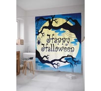 Штора (занавеска) для ванной JoyArty "Счастливого Хэллоуина" из сатена, 180х200 см с крючками, sc_18798