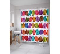 Штора (занавеска) для ванной JoyArty "Французские пирожные" из сатена, 180х200 см с крючками, sc_20934