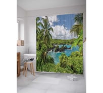 Штора (занавеска) для ванной JoyArty "Озеро посреди тропиков" из сатена, 180х200 см с крючками, sc_16258