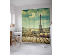 Штора (занавеска) для ванной JoyArty "Мост вокруг Парижа" из сатена, 180х200 см с крючками, sc_16229