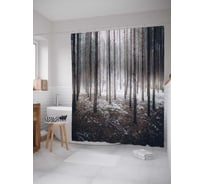 Штора (занавеска) для ванной JoyArty "Морозный лес" из сатена, 180х200 см с крючками, sc_18893