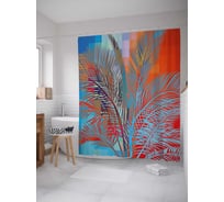 Штора (занавеска) для ванной JoyArty "Листья в красках" из сатена, 180х200 см с крючками, sc_18667