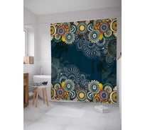 Штора (занавеска) для ванной JoyArty "Цветочные берега" из сатена, 180х200 см с крючками, sc_18636