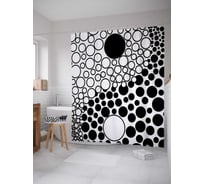 Штора (занавеска) для ванной JoyArty "Креативный инь ян" из сатена, 180х200 см с крючками, sc_18610