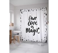 Штора (занавеска) для ванной JoyArty "Наша волшебная любовь" из сатена, 180х200 см с крючками, sc_18201