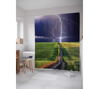 Штора (занавеска) для ванной JoyArty "Арка из молний" из сатена, 180х200 см с крючками, sc_16321