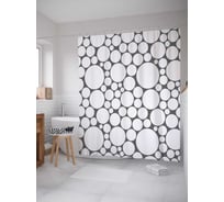 Штора (занавеска) для ванной JoyArty "Пузырчатый рай" из сатена, 180х200 см с крючками, sc_20777