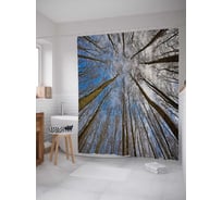 Штора (занавеска) для ванной JoyArty "Лесная высота" из сатена, 180х200 см с крючками, sc_20654
