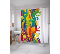 Штора (занавеска) для ванной JoyArty "Радужный водопад" из сатена, 180х200 см с крючками, sc_18631