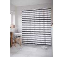 Штора (занавеска) для ванной JoyArty "Серые линии" из сатена, 180х200 см с крючками, sc_20770