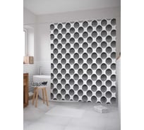 Штора (занавеска) для ванной JoyArty "Шары серости" из сатена, 180х200 см с крючками, sc_20785