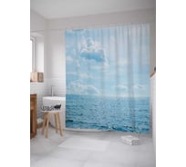 Штора (занавеска) для ванной JoyArty "Бескрайний горизонт" из сатена, 180х200 см с крючками, sc_16579