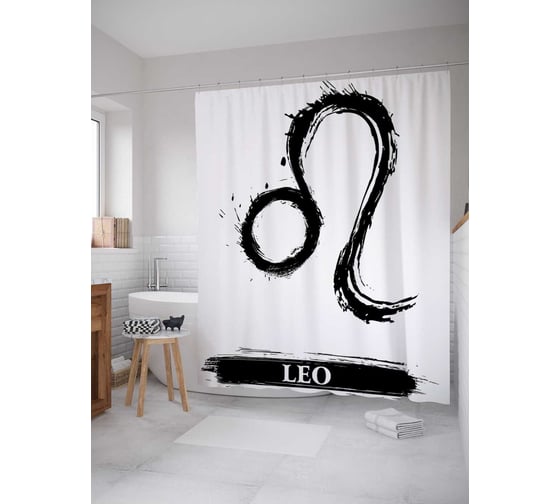 Штора (занавеска) для ванной JoyArty "Знак зодиака" из сатена, 180х200 см с крючками, sc_18684 1