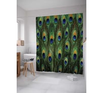 Штора (занавеска) для ванной JoyArty "Перьевая стенка" из сатена, 180х200 см с крючками, sc_16420