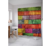 Штора (занавеска) для ванной JoyArty "Радужная кладка" из сатена, 180х200 см с крючками, sc_20362