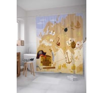 Штора (занавеска) для ванной JoyArty "В поисках сокровищ" из сатена, 180х200 см с крючками, sc_18568