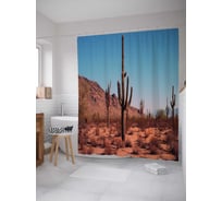 Штора (занавеска) для ванной JoyArty "Техасские долины" из сатена, 180х200 см с крючками, sc_15710